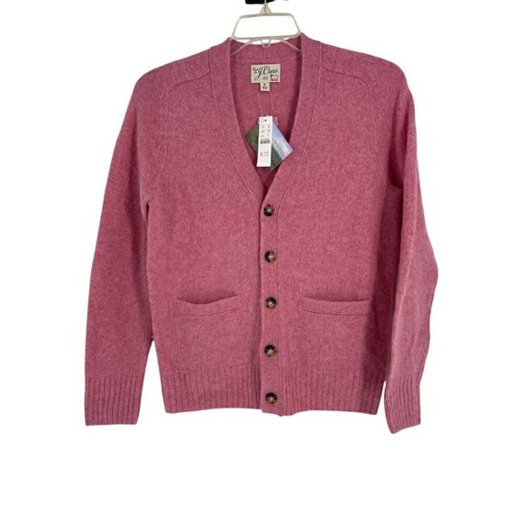 J. CREW Small Brushed Wool V-Neck Cardigan Sweater Heather Pink NWT Knoll Yarns - Picture 1 of 7